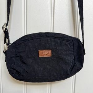 Roots Small Fabric Zippered Crossbody Belt Bag. 9” by 5” by 2”